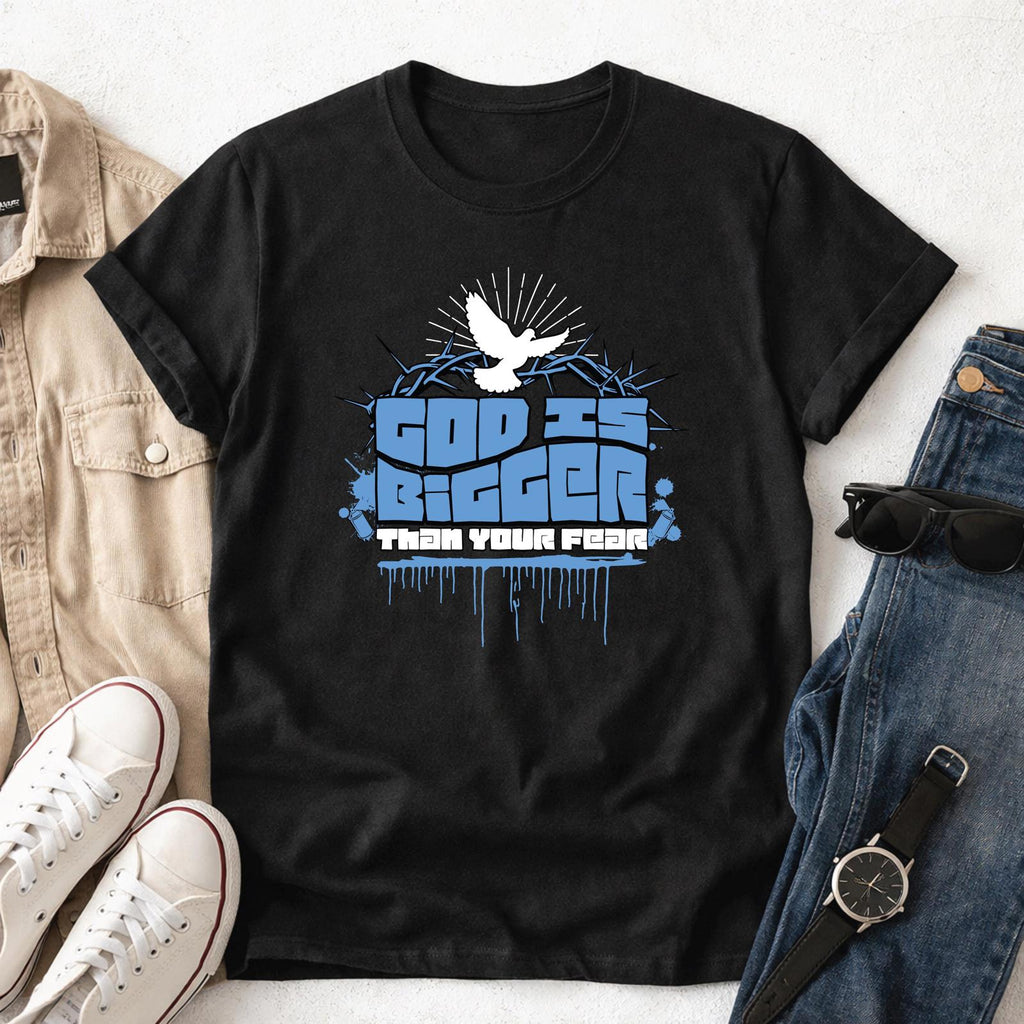 God Is Bigger Than Your Fear Christian T-Shirt, Dove Graphic Tee, Youth Group T-Shirt, Faith Apparel