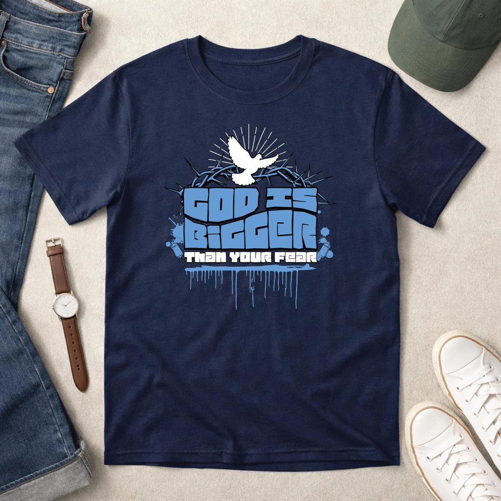 God Is Bigger Than Your Fear Christian T-Shirt, Dove Graphic Tee, Youth Group T-Shirt, Faith Apparel