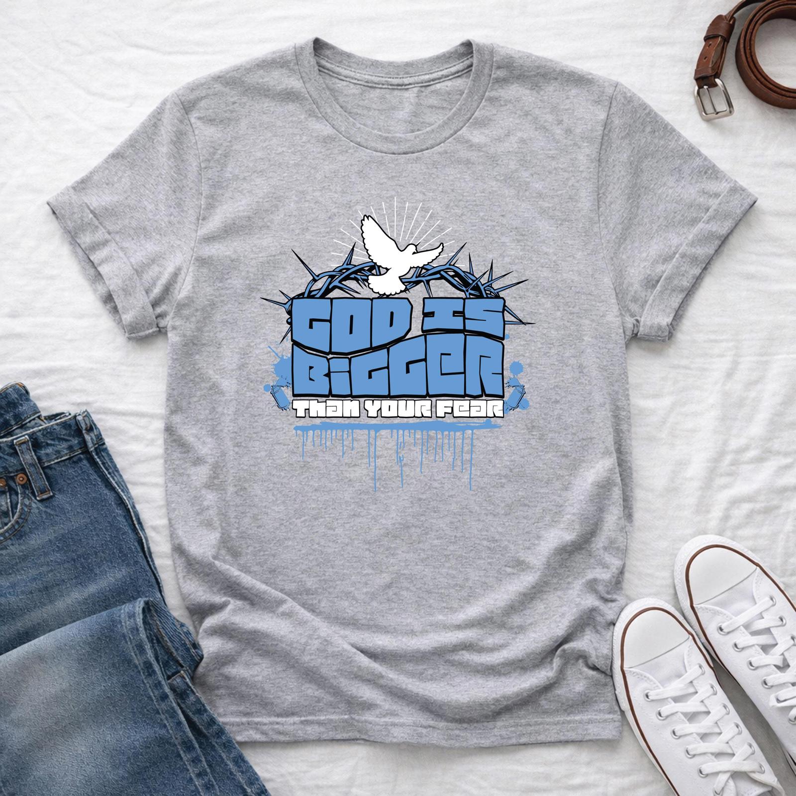 God Is Bigger Than Your Fear Christian T-Shirt, Dove Graphic Tee, Youth Group T-Shirt, Faith Apparel
